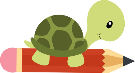 Cute Wild Animal Riding A Pencil