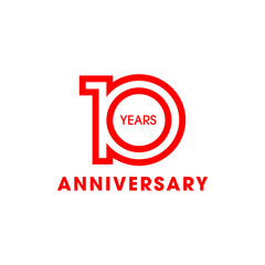 10 anniversary years simple shape out line unique logo