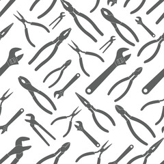 screwdriver wrench pliers' pattern white background