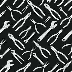 Fototapeta premium screwdriver wrench pliers' pattern black background