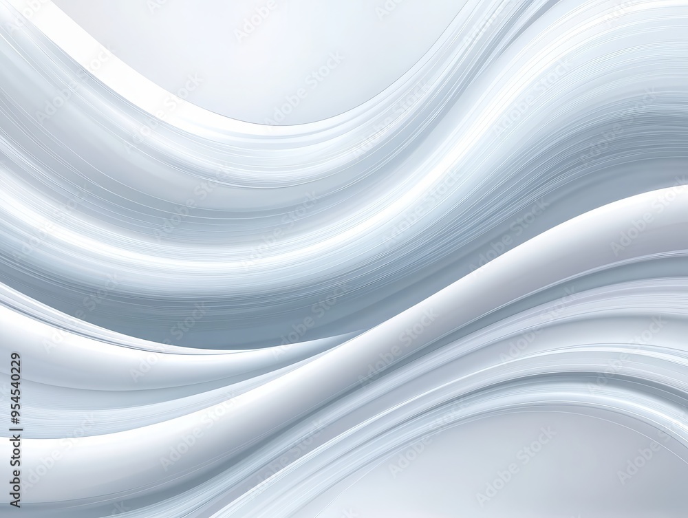 Poster soft white abstract background with smooth, flowing curves and gradients creating a serene minimalis