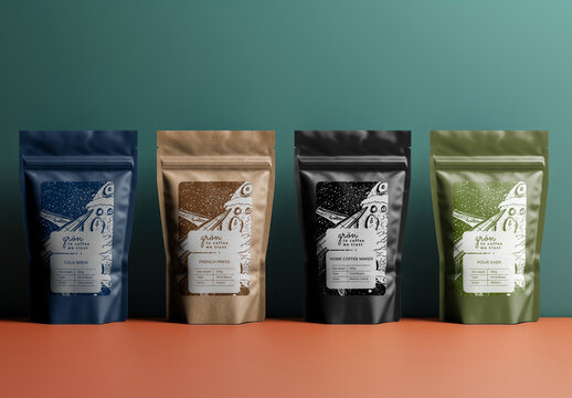 Food Product Packaging Stand Up Zip Pouch Bag Mockup With Generative AI