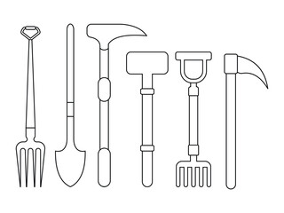 garden tool with stick wood 