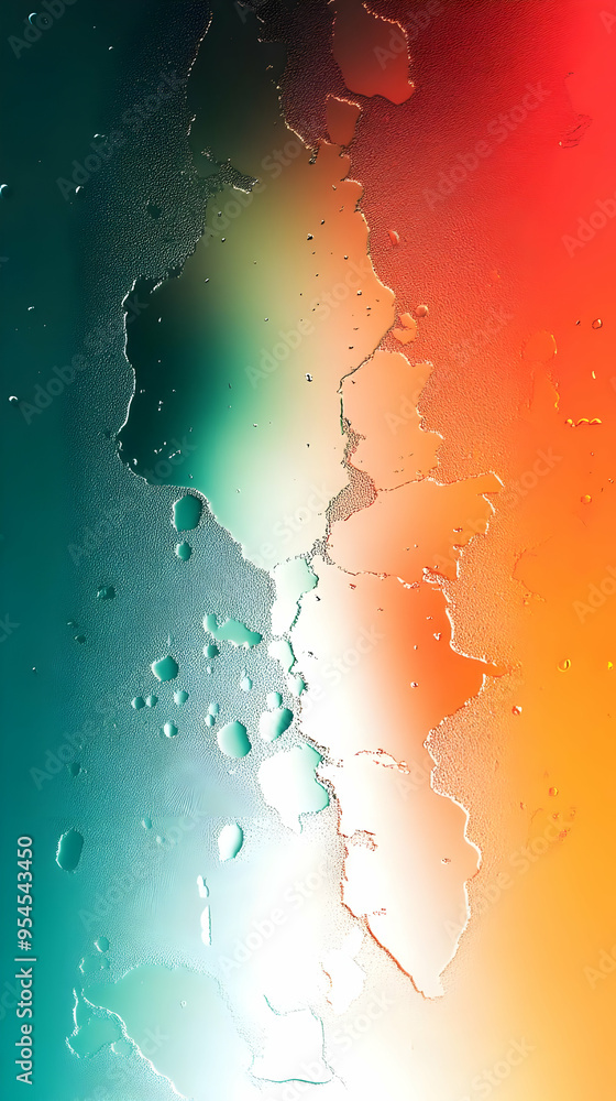 Poster Abstract background with a white crack, teal, and orange gradient.