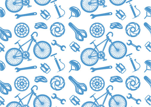 bicycle and equipment pattern vector design white background