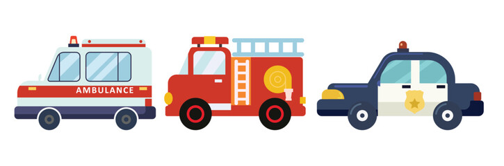ambulance fire police car cartoon vector design © Amir