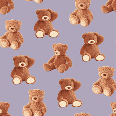 Seamless Cute Teddy Bears Pattern 240905
