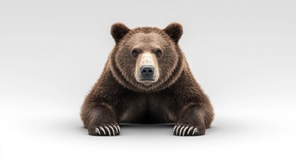 Obraz premium Majestic Bear Symbol in 3D on White Background with Copy Space - Realistic 8K Medium Shot Portrait