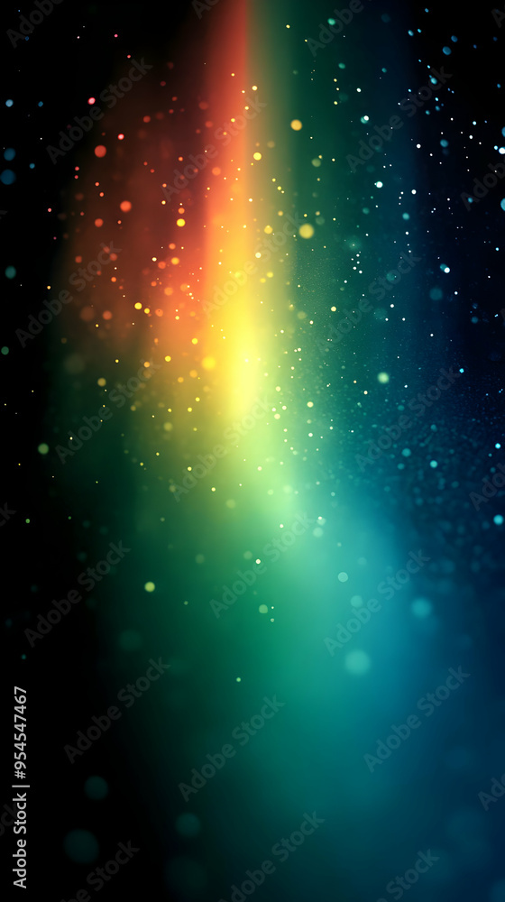 Poster Abstract background with colorful bokeh lights and a gradient from red to green to blue.
