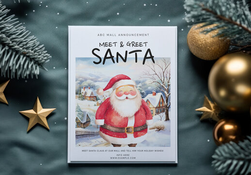 Stationery Flatlay Christmas Event Poster Mockup With Generative AI