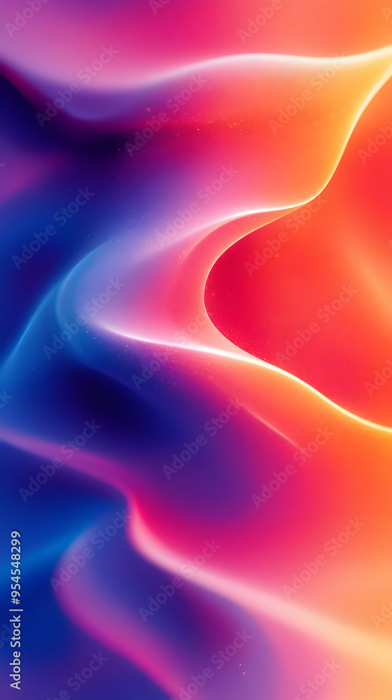 Sticker Abstract background with colorful, dynamic, flowing curves in blue, pink and orange.