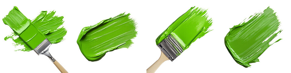 Green Paint Strokes, Bold brush swipes of vivid green color, Dynamic painting texture