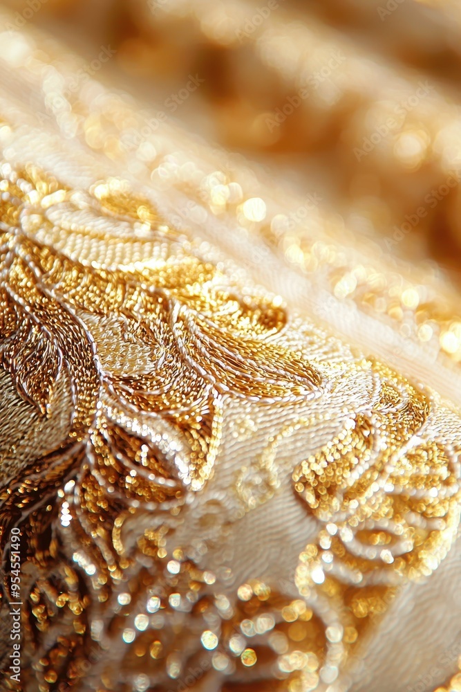Poster gold fabric texture with abstract bokeh pattern