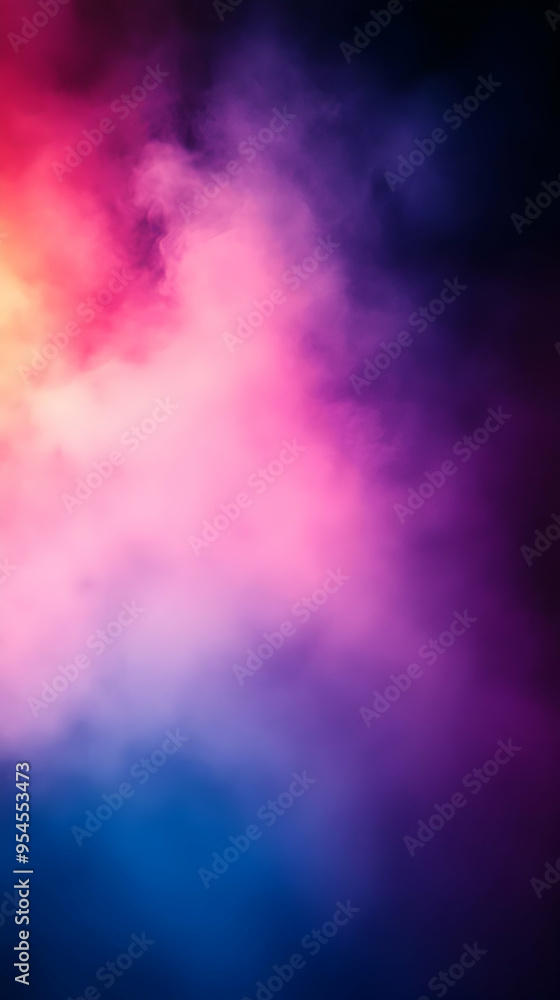 Sticker Abstract background with pink, blue and purple colors, with white clouds in the top half.