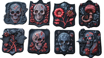 GOTH embroidered patch badge set, isolated in PNG format, ideal for alternative fashion and design
