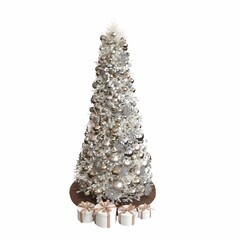 Christmas tree with decorations, isolated on white background, 3D illustration, cg render
