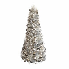 Christmas tree with decorations, isolated on white background, 3D illustration, cg render