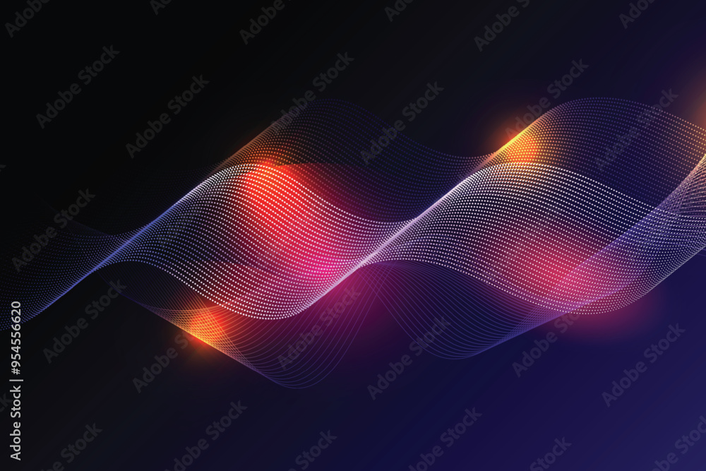 Poster dark navy blue color abstract background banner design with the dotted wave. wave line art design.bu