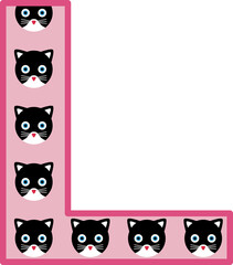 Initial L cat name, Pattern with cats, Name Cat, pink, funny cat, funny, cat lovers, cat illustration, cat design, lovely, black cat, cute cat, cute, initial name, initial cat name, initial alphabet n