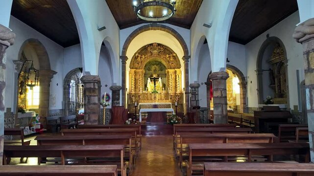 Interior of the Monchique Parish Church, Igreja Paroquial de Monchique at Monchique in Portugal, Europe
