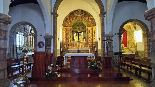 Interior of the Monchique Parish Church, Igreja Paroquial de Monchique at Monchique in Portugal, Europe