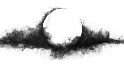 Hand-drawn scrawl sketch of a circle moon, isolated in PNG format, ideal for artistic and whimsical designs.