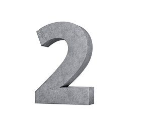 3d Concrete Number Two 2 Digit Made Of Grey Concrete Stone On White Background 3d Illustration
