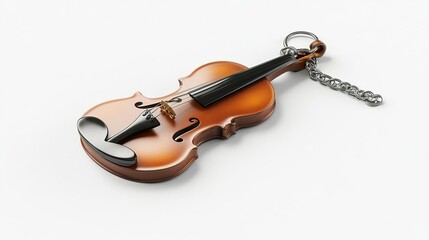 Obraz premium A miniature violin keychain showcasing detailed craftsmanship and design.