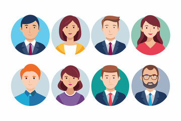 Business man and women avatar icon set. Male and female head profile sign vector