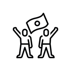 Fototapeta premium Black line icon for human right