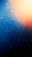 Abstract blue and orange background with bokeh lights.
