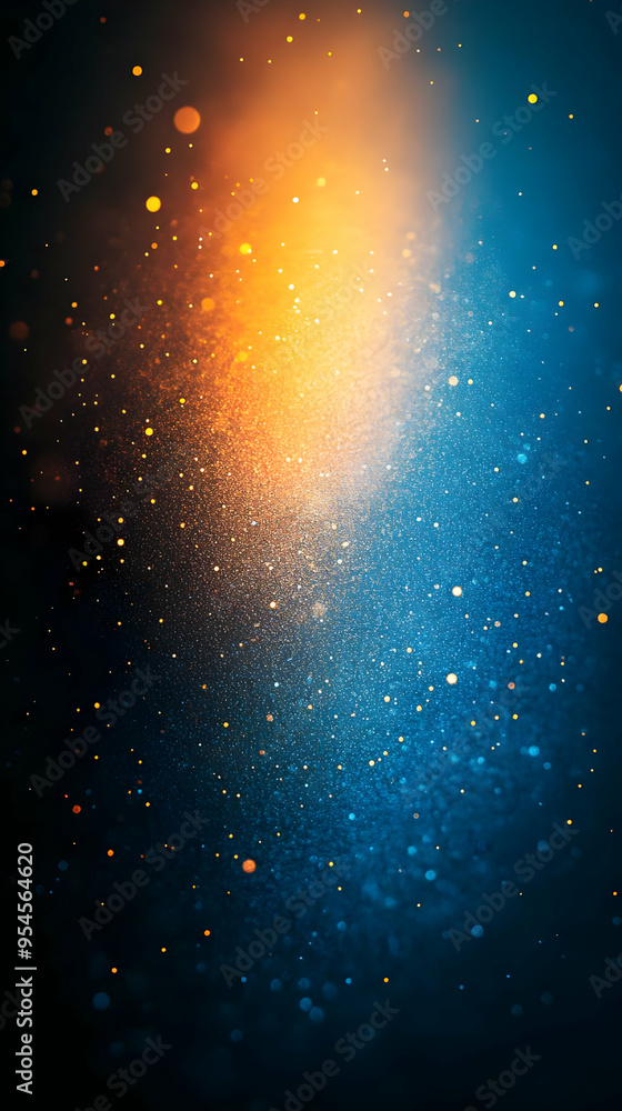 Canvas Prints Abstract blue and orange bokeh background with a blurred light.