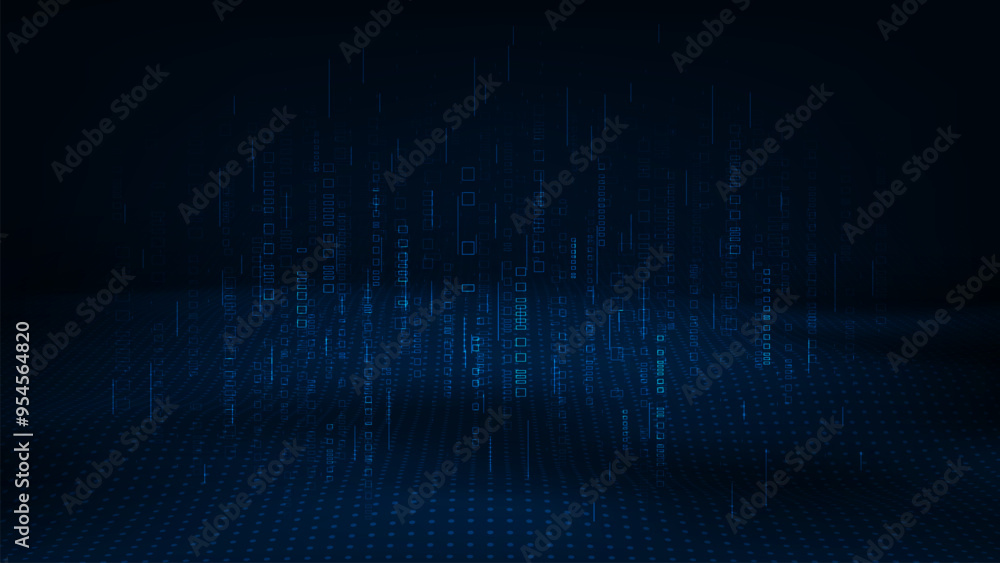 Poster Futuristic big data network connection online strage concept. Wave dots abstract digital technology background.