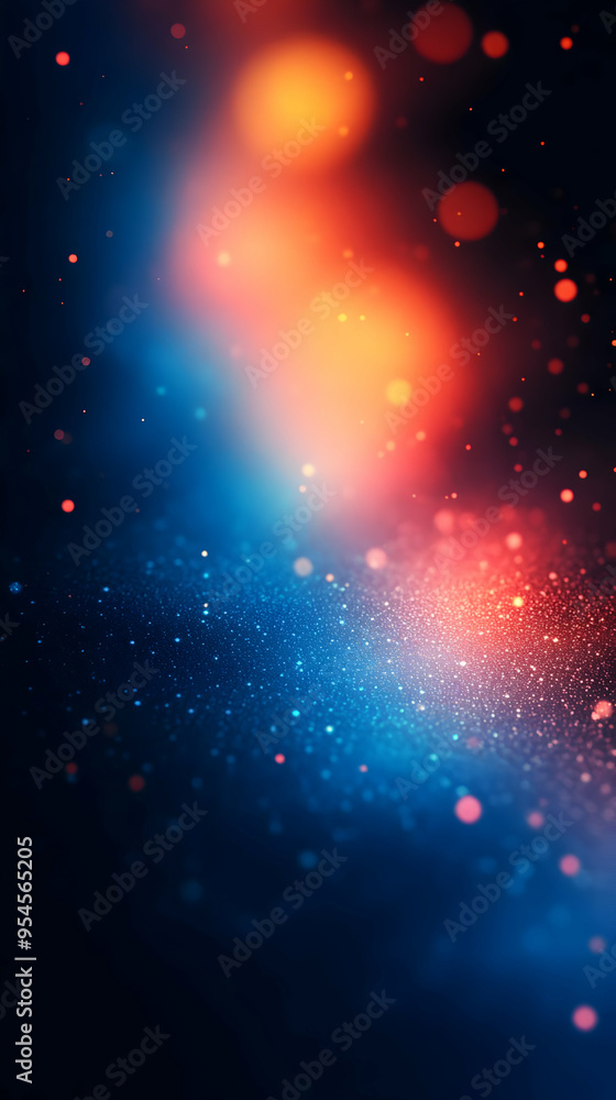 Poster Abstract Blue and Orange Glowing Lights.