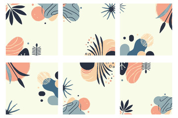 Enhance your brand image with this abstract botanical background, showcasing soft, earthy tones and minimalist leaf designs. Ideal for creating a calm and sophisticated aesthetic in your social media