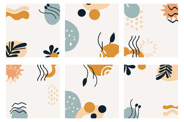 Enhance your brand image with this abstract botanical background, showcasing soft, earthy tones and minimalist leaf designs. Ideal for creating a calm and sophisticated aesthetic in your social media