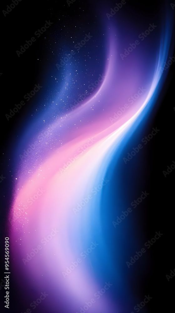 Poster Abstract blue and pink gradient with light streaks on a black background.