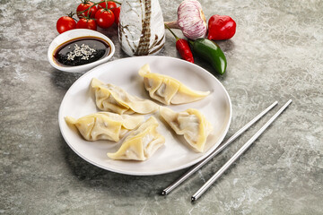 Japanese cuisine - dumplings gyoza with sauce