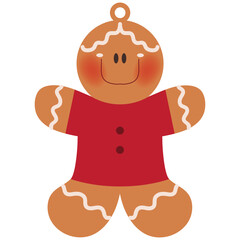 Gingerbread boy Christmas ornament vector cartoon illustration