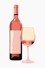 Elegant wine bottle and glass