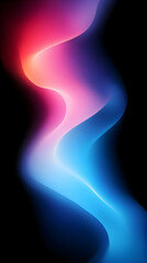 Abstract blue and pink wavy lines on black background.