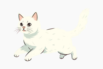 Obraz premium Adorable white cartoon cat illustration
