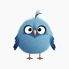 Obraz premium Cute blue cartoon bird illustration