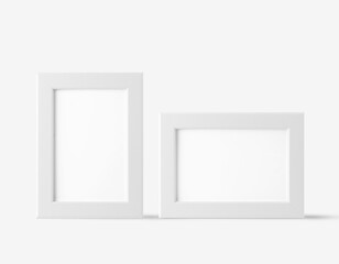 Fototapeta premium blank picture frames template set isolated on white 3D rendering, 3D illustration