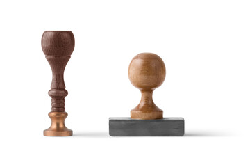 retro wood stamp chop on white 3D rendering, 3D illustration