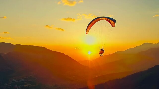 Serene Paragliding Adventure at Sunset