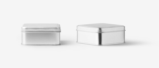 small tin can box on white background, mockup on white background, mockup