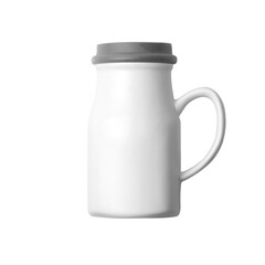 milk jug  mug cup porcelain isolated on white background, mockup