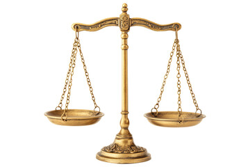 golden ornate scales of justice isolated on transparent background