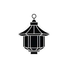 Chinese Culture Clipart Design - Asian Lantern Vector illustration in black and white